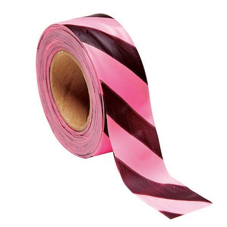 Flagging Tape, No Legend, Black/Fluorescent Pink, 1 3/16 in Wide x 150 ft Length, Vinyl, 2.5 mil MPN:SPGBK-200