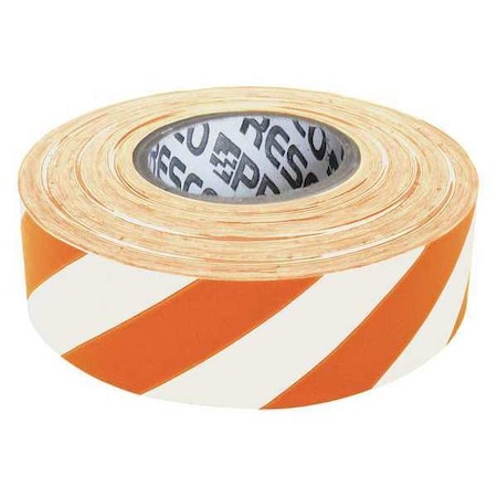 Flagging Tape, No Legend, Orange/White, 1 3/16 in Wide x 300 ft Length, Vinyl, 2 mil MPN:SWO-200