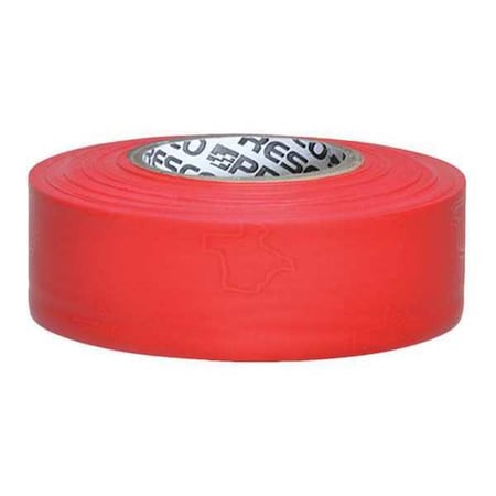 Flagging Tape, No Legend, Fluorescent Red, 1 3/16 in Wide x 150 ft Length, Vinyl, 3 mil MPN:TXRG-200