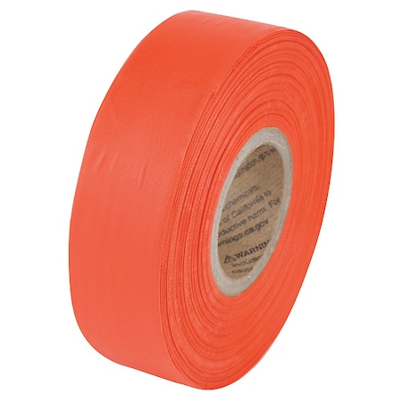 Flagging Tape, No Legend, Orange, 1 3/16 in Wide x 300 ft Length, Vinyl, 2 mil MPN:VST04