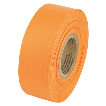 Flagging Tape, No Legend, Fluorescent Orange, 1 3/16 in Wide x 150 ft Length, Vinyl, 2 mil MPN:VST18