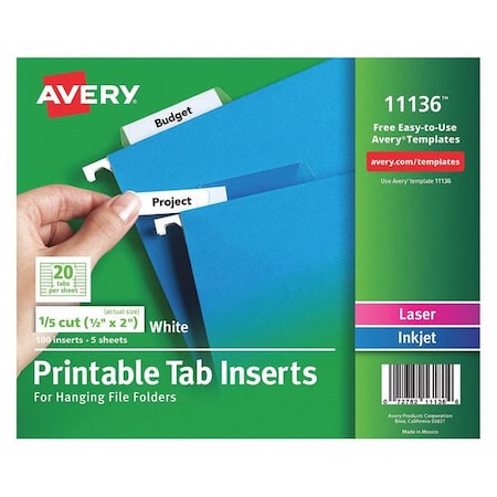 Insert, 1/5Cut, F/Tabs, PK100 MPN:11136