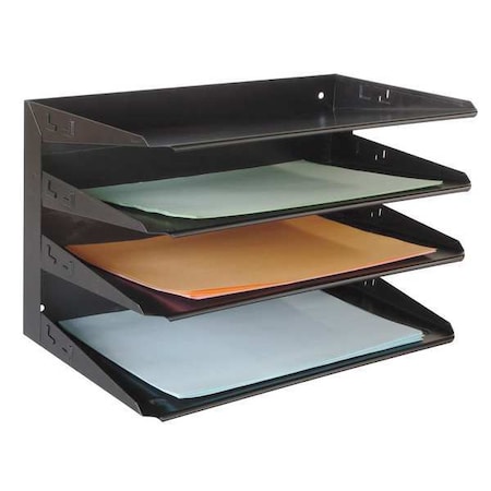 File Holder, Black, Steel, 15 in W, 8 3/4 in L, 9 1/4 in H, 4 Number of Compartments MPN:1AYE5