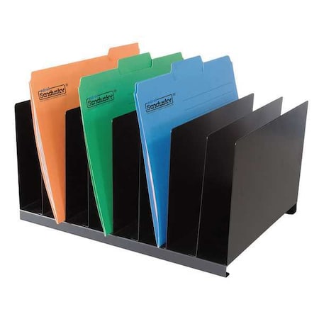 File Holder, Black, Steel, 15 in W, 11 in L, 8 1/8 in H, 8 Number of Compartments MPN:1AYE8