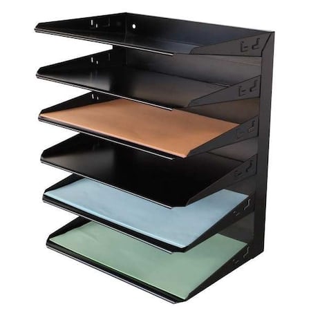 File Holder, Black, Steel, 12 in W, 8 3/4 in L, 14 3/4 in H, 6 Number of Compartments MPN:1AYE9