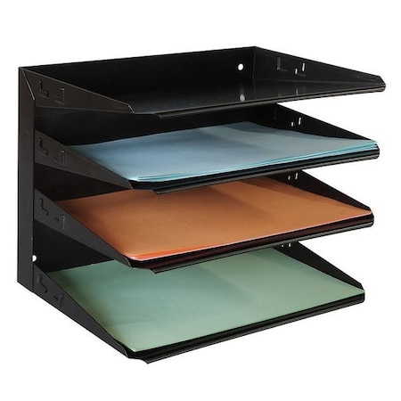 File Holder, Black, Steel, 12 in W, 8 3/4 in L, 9 1/4 in H, 4 Number of Compartments MPN:1AYF2