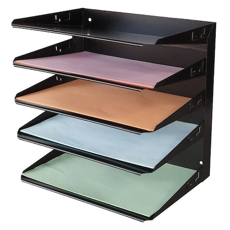 File Holder, Black, Steel, 12 in W, 8 3/4 in L, 12 1/8 in H, 5 Number of Compartments MPN:1DNP5