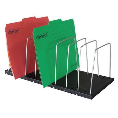File Holder, Black, Steel, 18 3/8 in W, 8 1/8 in L, 7 1/2 in H, 8 Number of Compartments MPN:1DNP7