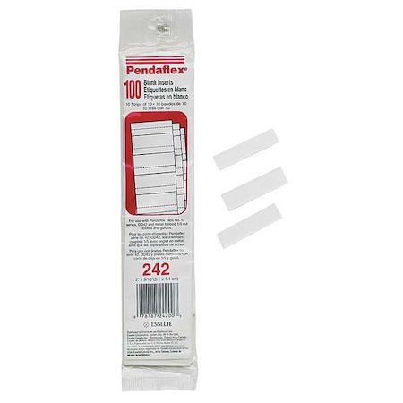 Hanging Folder Insert Tabs, White, PK100 MPN:PFX242