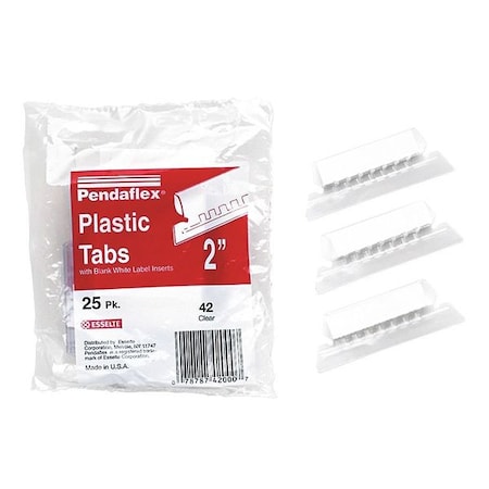 Hanging Folder Tabs, Clear, Plastic, PK25 MPN:PFX42CR