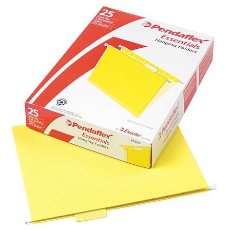 Hanging File Folders, Yellow, 8.5in H, PK25 MPN:PFX81606