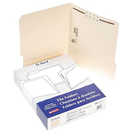 Manila Fastener Folders, 1/3-Cut Tabs, 1 Fastener, Letter Size, Manila Exterior, PK50 MPN:PFXFM210