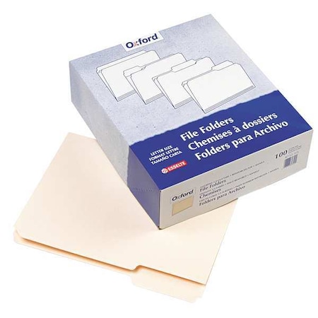 Reinforced Top File Folders, 1/3-Cut Tabs: Assorted Positions, Letter Size, Manila, PK100 MPN:PFXR75213