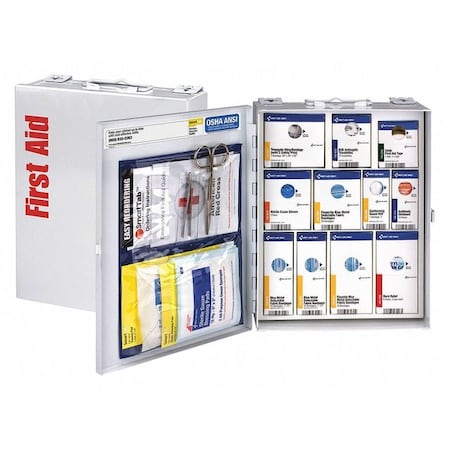 First Aid Kit and Housing, Metal Cabinet, 137 Components, 50 People Served MPN:1350-FAE-0103