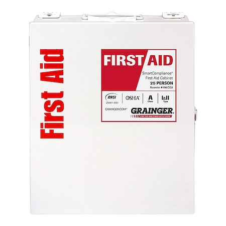 First Aid Kit and Housing, Metal Cabinet, 94 Components, 50 People Served MPN:52007-021