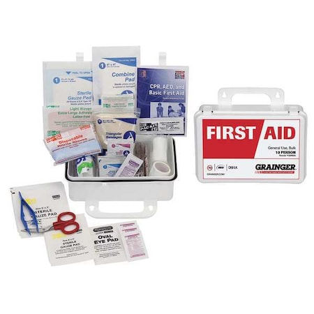 First Aid Kit and Housing, Plastic 65 Components, 10 People Served MPN:54510