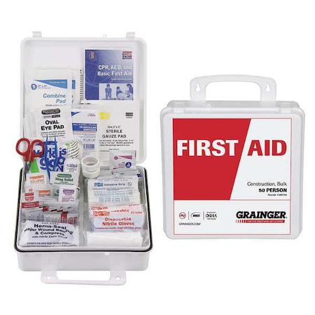 First Aid Kit and Housing, Plastic 103 Components, 50 People Served MPN:54548