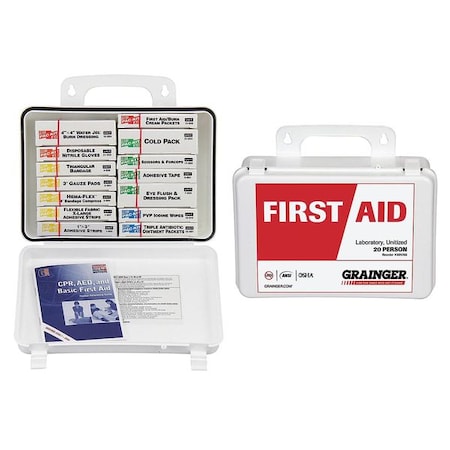 First Aid Kit and Housing, Plastic 80 Components, 20 People Served MPN:54550