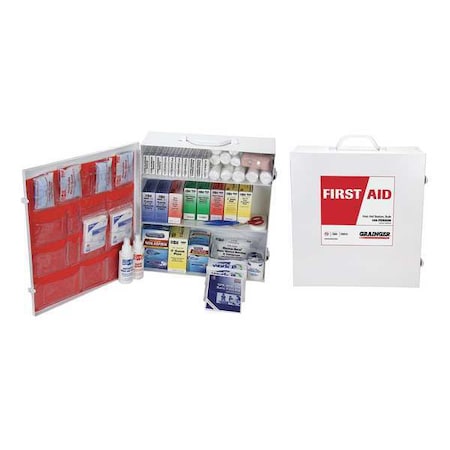 First Aid Kit and Housing, Metal Cabinet, 760 Components, 100 People Served MPN:54554