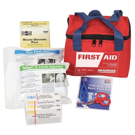 First Aid Kit and Housing, Fabric 32 Components, 25 People Served MPN:54555