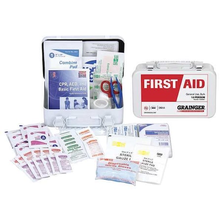 First Aid Kit and Housing, Metal 77 Components, 10 People Served MPN:54557