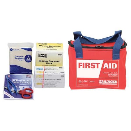 First Aid Kit and Housing, Fabric 77 Components, 10 People Served MPN:54561