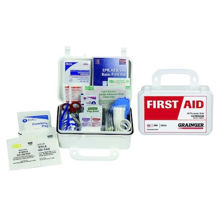 First Aid Kit and Housing, Plastic 72 Components, 10 People Served MPN:54564