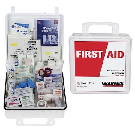 First Aid Kit and Housing, Plastic 214 Components, 50 People Served MPN:54566