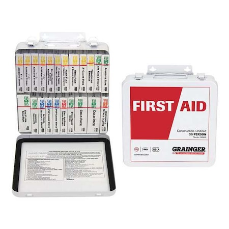 First Aid Kit and Housing, Metal 163 Components, 30 People Served MPN:54580
