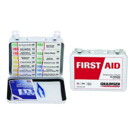 First Aid Kit and Housing, Metal 110 Components, 20 People Served MPN:54581