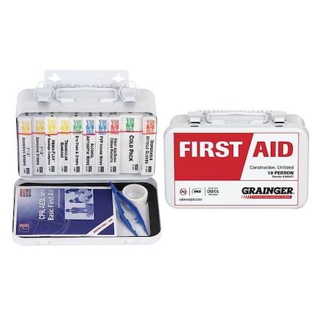First Aid Kit and Housing, Metal 74 Components, 10 People Served MPN:54582