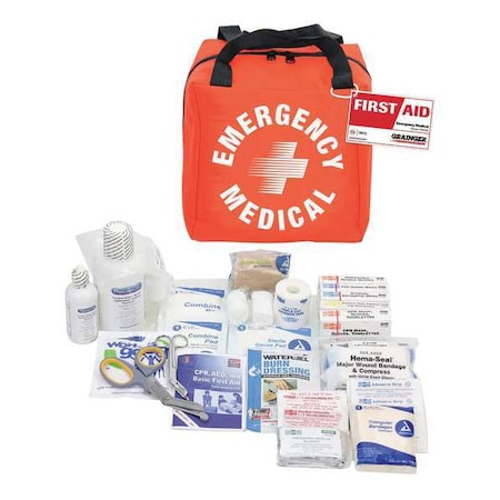 Emergency Medical Kit, Fabric Bag, 183 Components, 10 People Served MPN:54596