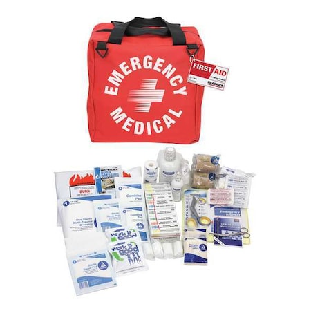 Emergency Medical Kit, Fabric Bag, 297 Components, 25 People Served MPN:54597