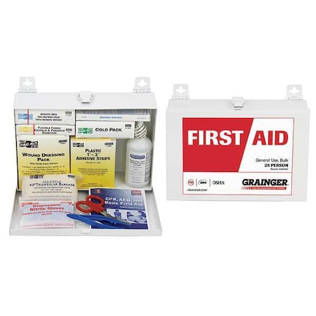First Aid Kit and Housing, Metal 143 Components, 25 People Served MPN:54620