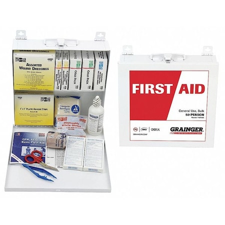 First Aid Kit and Housing, Metal 195 Components, 50 People Served MPN:54622