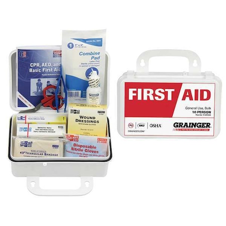 First Aid Kit and Housing, Plastic 74 Components, 10 People Served MPN:54623