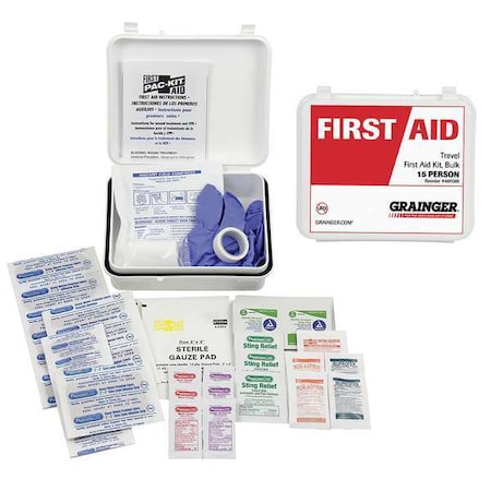 First Aid Kit and Housing, Plastic 64 Components, 1 People Served MPN:54626