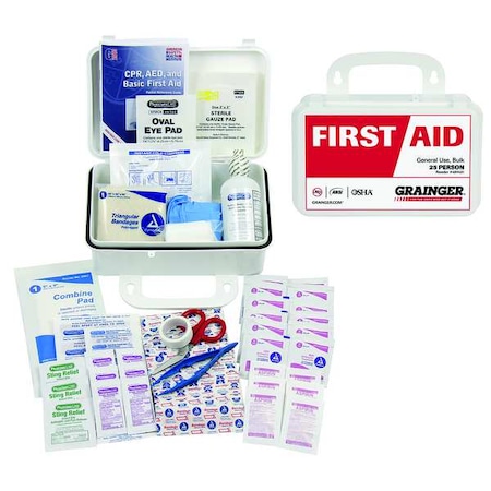 First Aid Kit, Type III, 106 Components, 25 People Served, Portable or Wall Mount, Plastic Housing MPN:54629