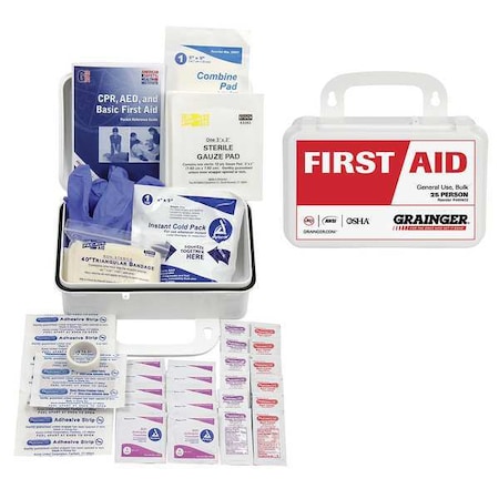 First Aid Kit and Housing, Plastic 68 Components, 25 People Served MPN:54630