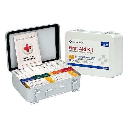 First Aid Kit and Housing, Metal 84 Components, 10 People Served MPN:54763