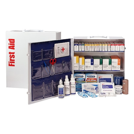 First Aid Kit and Housing, Metal Cabinet, 676 Components, 100 People Served MPN:54766