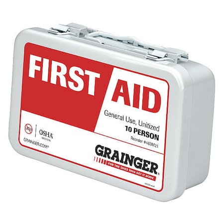 First Aid Kit and Housing, Metal 64 Components, 10 People Served MPN:55068