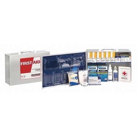 First Aid Kit and Housing, Metal Cabinet, 355 Components, 75 People Served MPN:59031