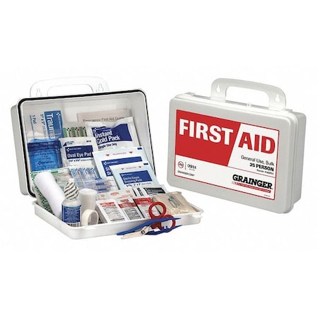 First Aid Kit and Housing, Plastic 70 Components, 25 People Served MPN:59289