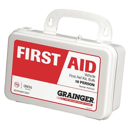 First Aid Kit and Housing, Plastic 63 Components, 10 People Served MPN:59308