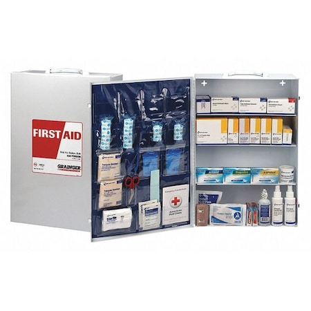 First Aid Kit and Housing, Metal Cabinet, 563 Components, 150 People Served MPN:59361