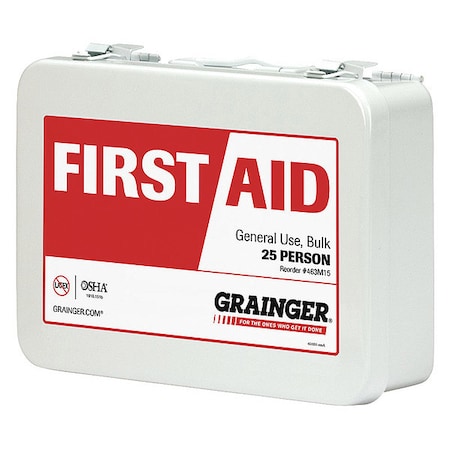 First Aid Kit and Housing, Metal 132 Components, 25 People Served MPN:59384