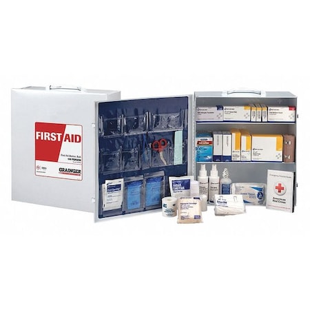 First Aid Kit and Housing, Metal Cabinet, 404 Components, 100 People Served MPN:59387
