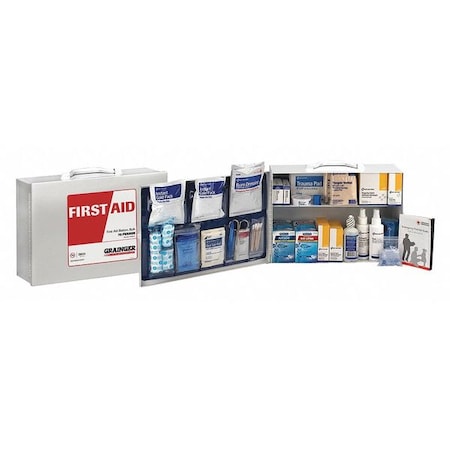 First Aid Kit and Housing, Metal Cabinet, 330 Components, 75 People Served MPN:59393