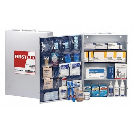 First Aid Kit and Housing, Metal Cabinet, 593 Components, 150 People Served MPN:59395